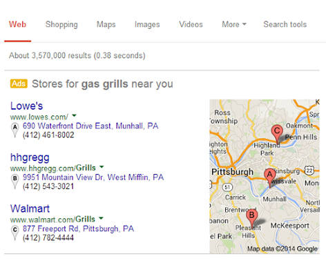 New Google AdWords Extension for Mapped Local Product Results