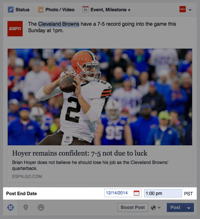 Facebook Pages Can Now Add End Date to Any Post