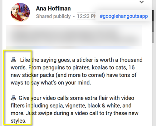 Make use of windings in Google Plus update