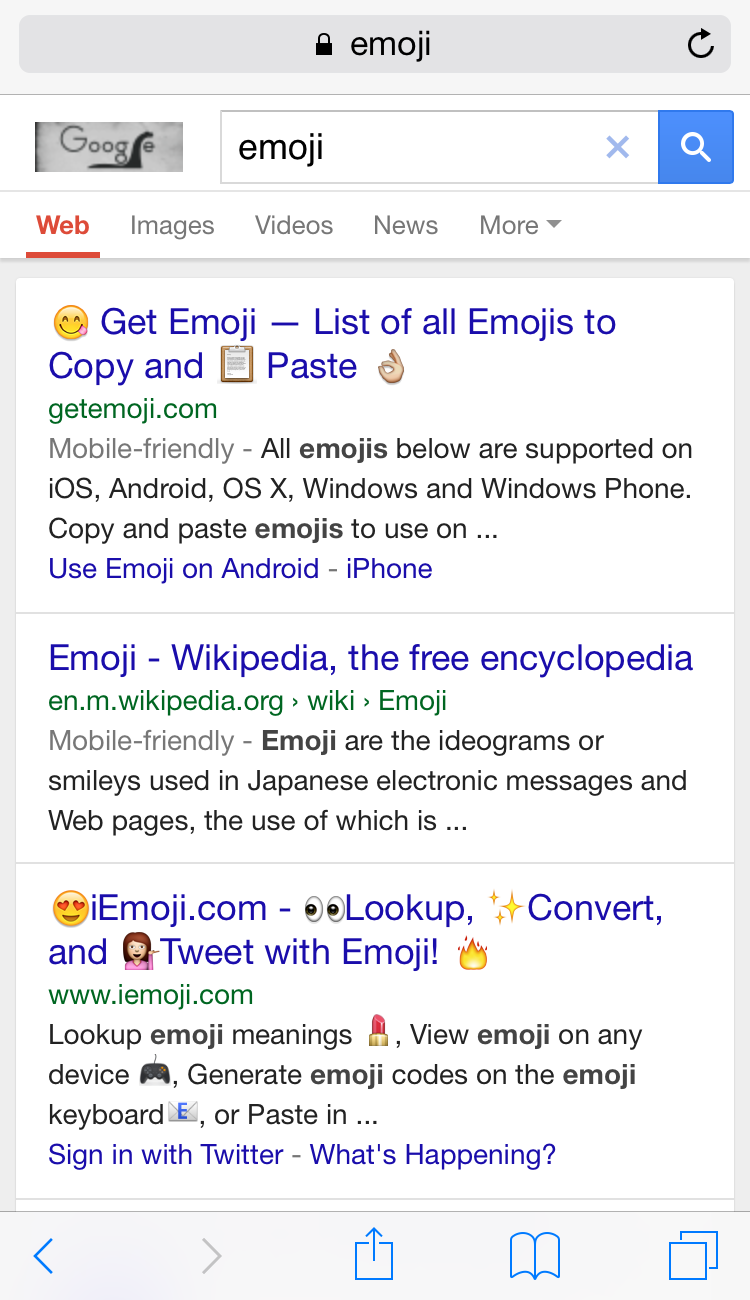 Google Search Results Displaying Full Color Emoji Icons for Desktop