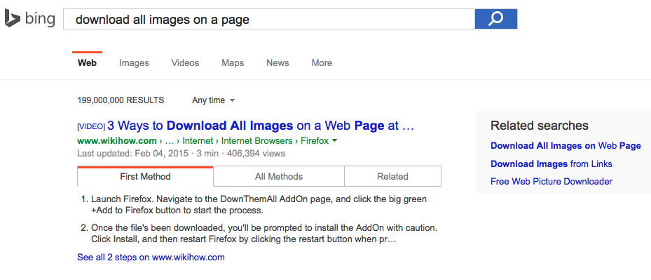 Bing Including Entire WikiHow Pages in Search Results Too