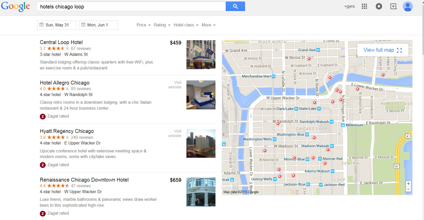 google hotel search