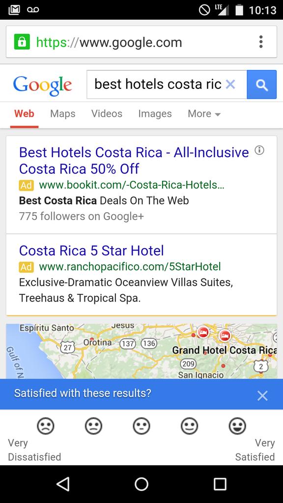 Google Running “Satisfied With These Results?” on Mobile Searches