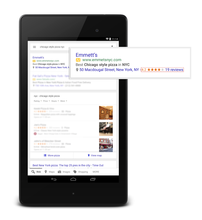 Show Google My Business Ratings in Google AdWords Ads