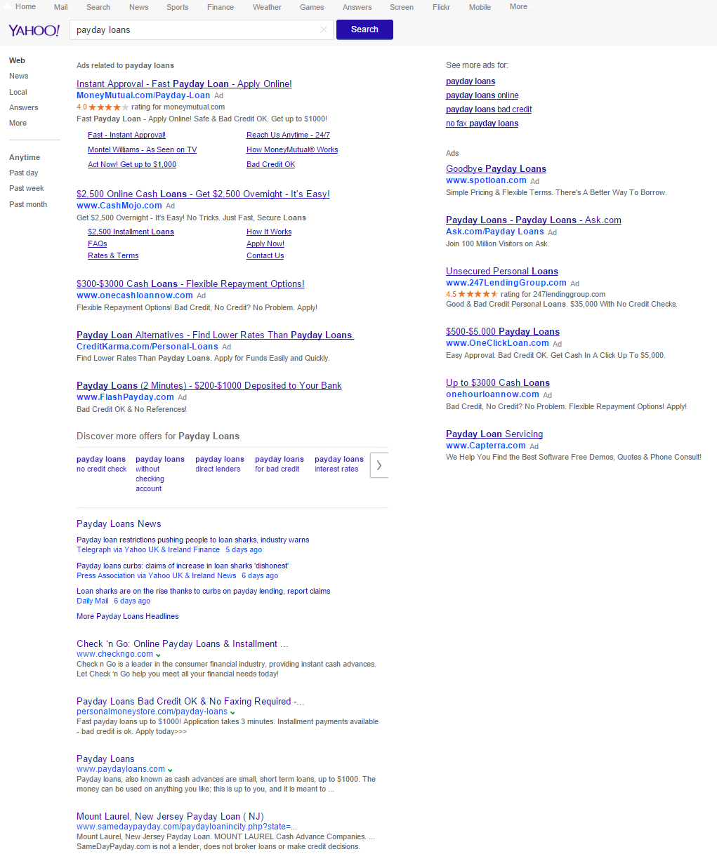 Yahoo Testing Purple Title Links for Ads & Organic Search Results