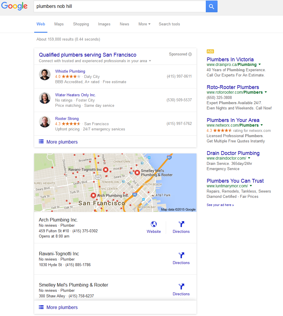 google both home service local pack 4
