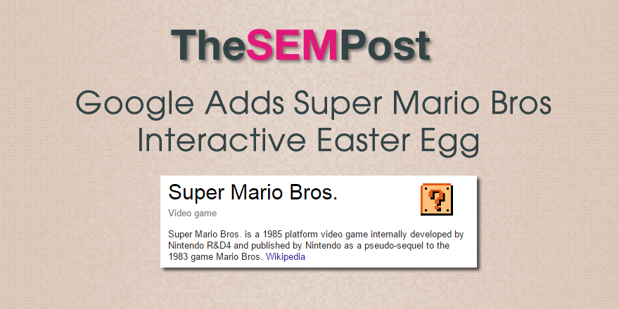 Google comemora 30 anos de Super Mario Bros com Easter Egg nos