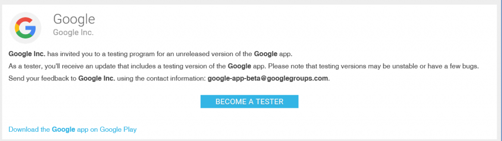 google search app beta2