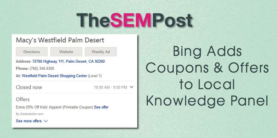 bing local kp coupon codes offers