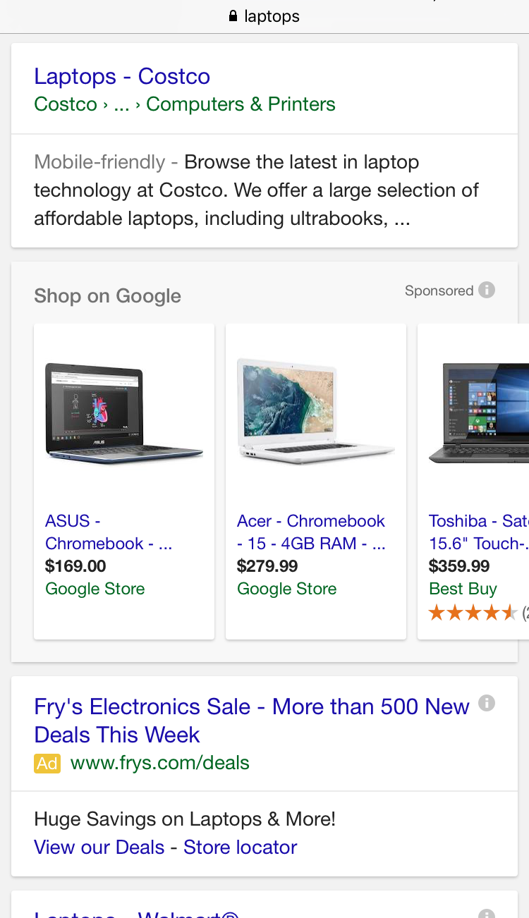 Google Testing Product Listing Ads at Bottom of Search Results