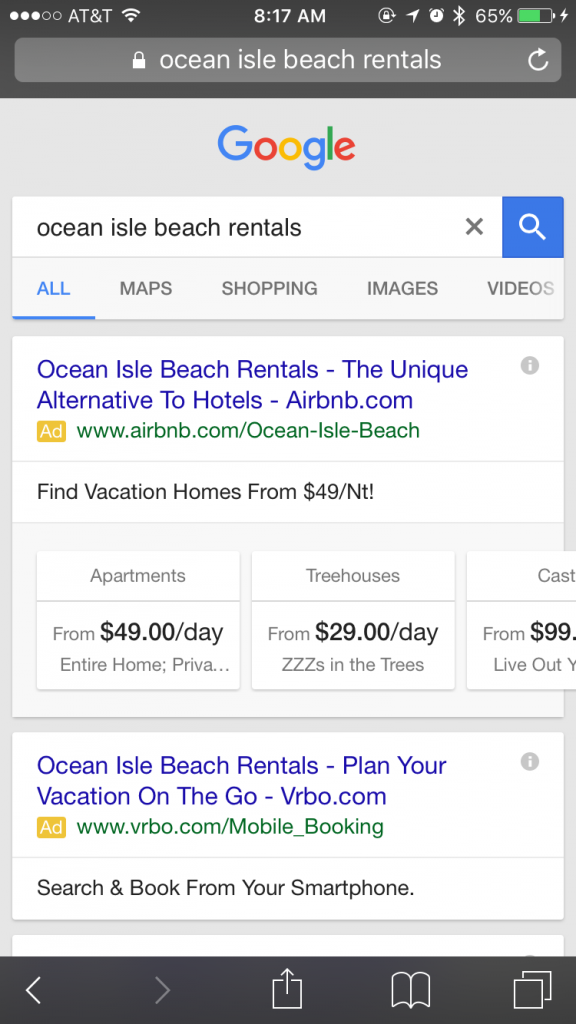 adwords side scroll sitelinks