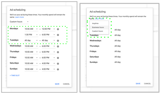 adwords express schedule