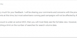 Google AdWords Keyword Planner Limits Number of Queries for Data