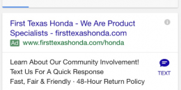 Google AdWords Testing Click to Text Business Option in Mobile Ads