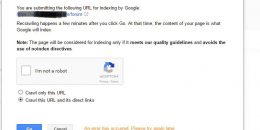 Errors When Submitting URL to Google Search Console; Workaround Available