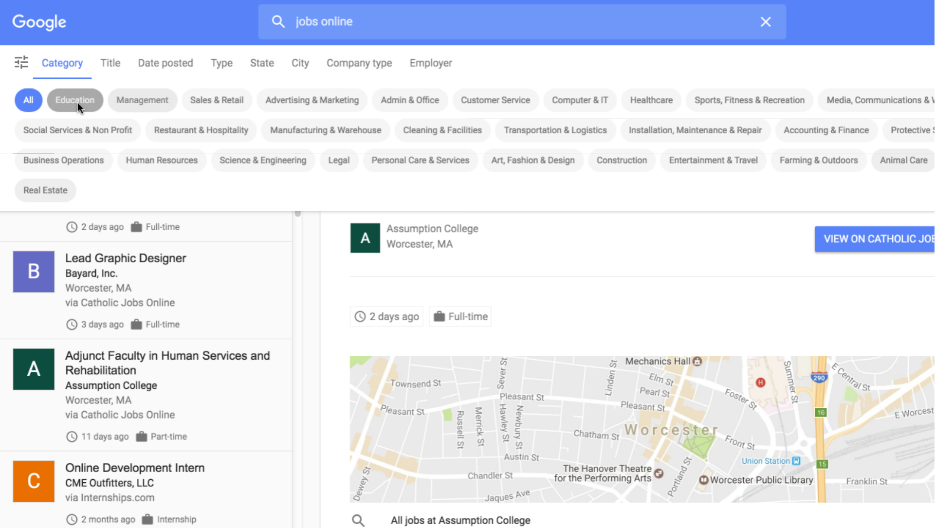 Google's New Jobs Portal Testing in Search Results