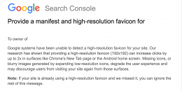 Google Search Console Alerts for Sites Without High-Res Favicons