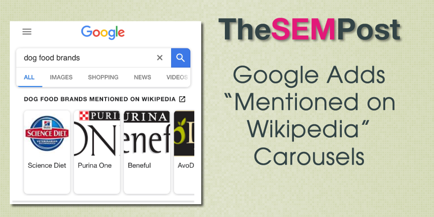 google adds "mentioned on wikipedia" carousels in